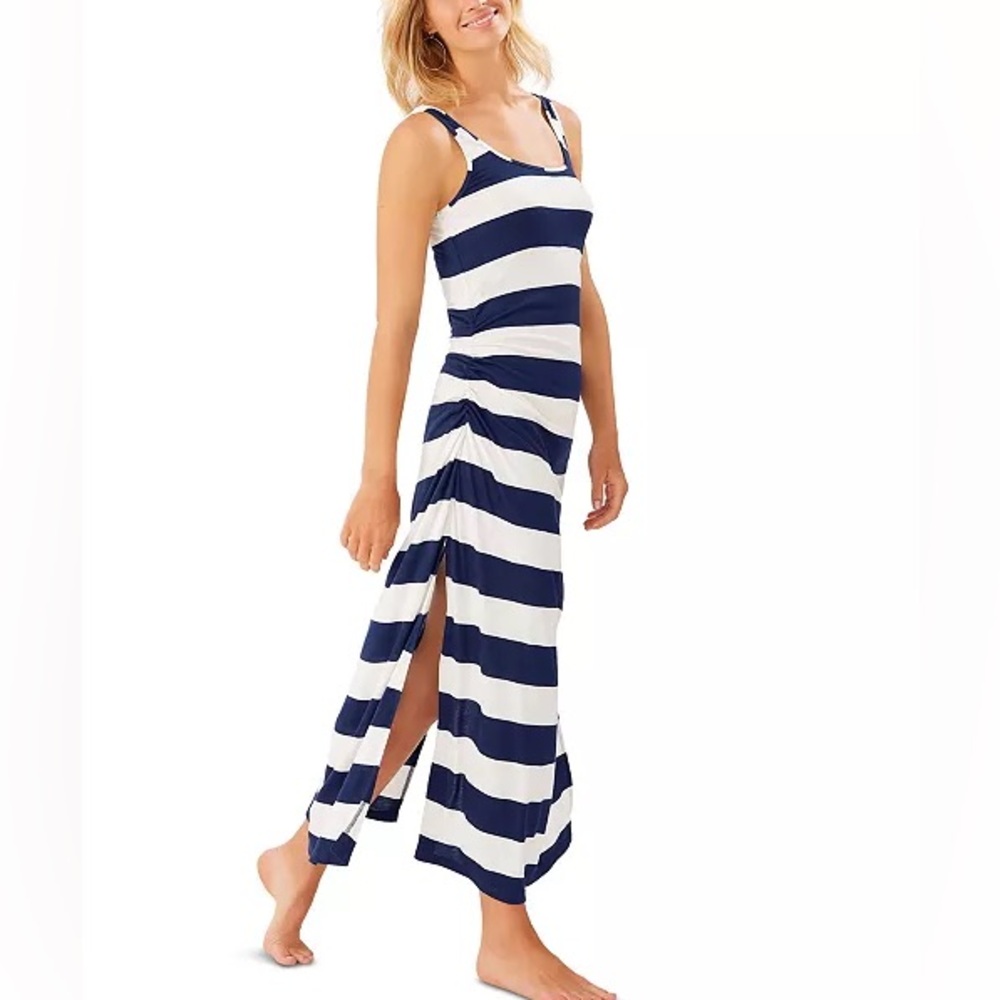 Tommy Bahama Beach Block Stripe Maxi Dress Mare Navy, XXS - Picture 2 of 7